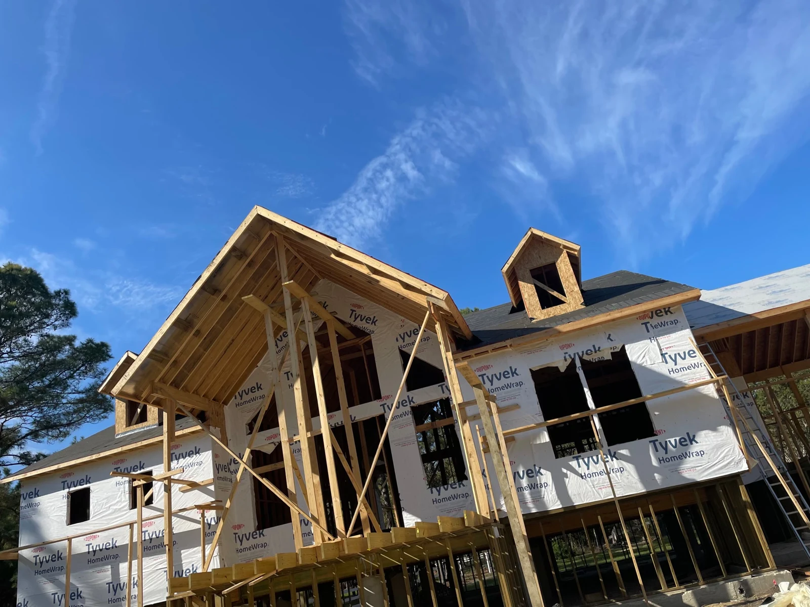 House framing at a construction site